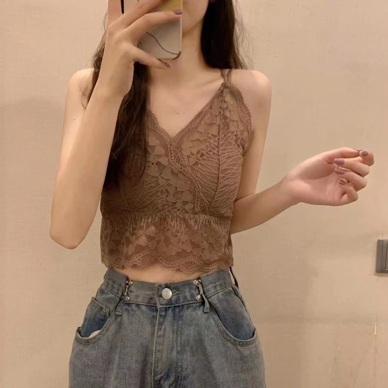 法式蕾丝吊带纯欲背心女内搭舒服无痕百搭内衣美背修身抹胸穿搭