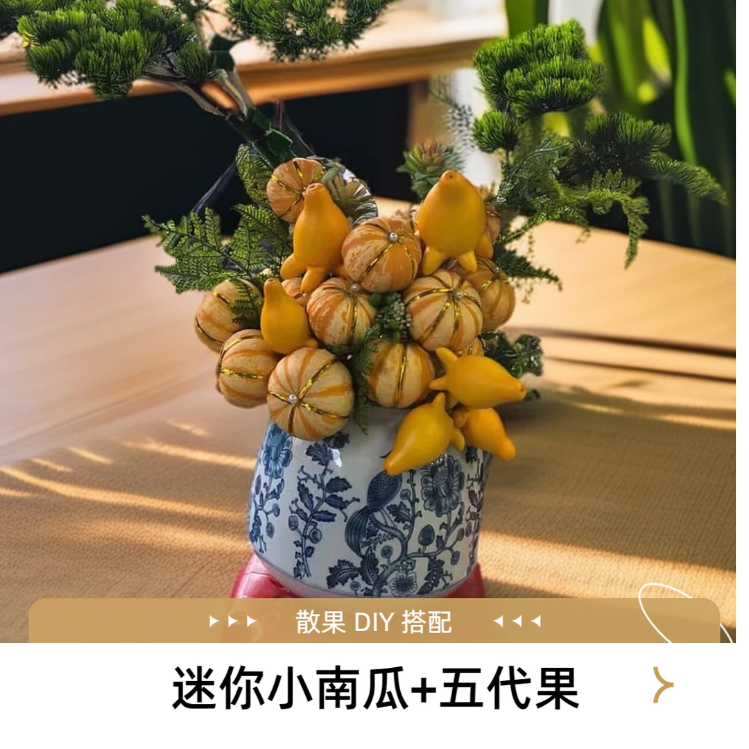 【黄金果】五代果（小猪佩奇果）+迷你小南瓜 观赏摆件 DIY
