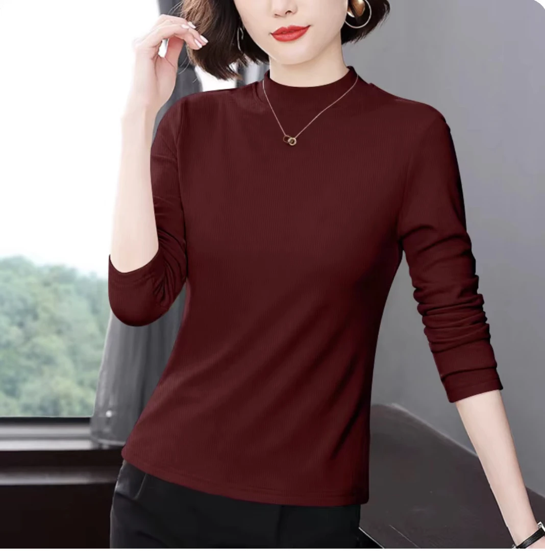 秋冬貂绒蛋白润肤半高领百搭保暖打底衫
