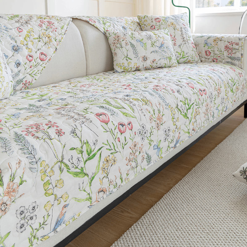 四季通用沙发垫棉布艺坐垫子田园风简约现代防滑夏季沙发套罩盖巾