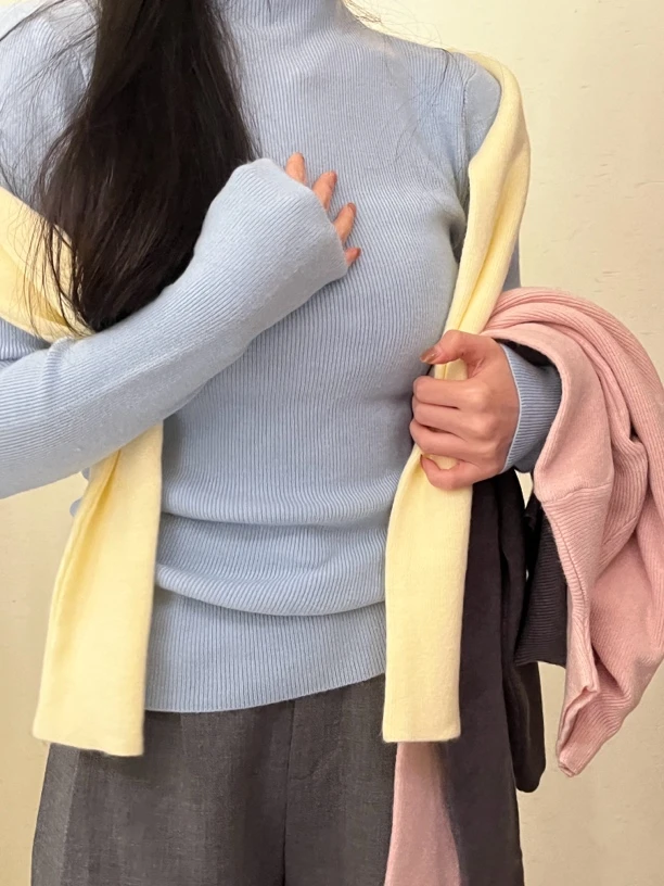 【一勺糖女装 糯叽叽打底衫】2024秋冬新款韩版百搭打底针织衫保暖