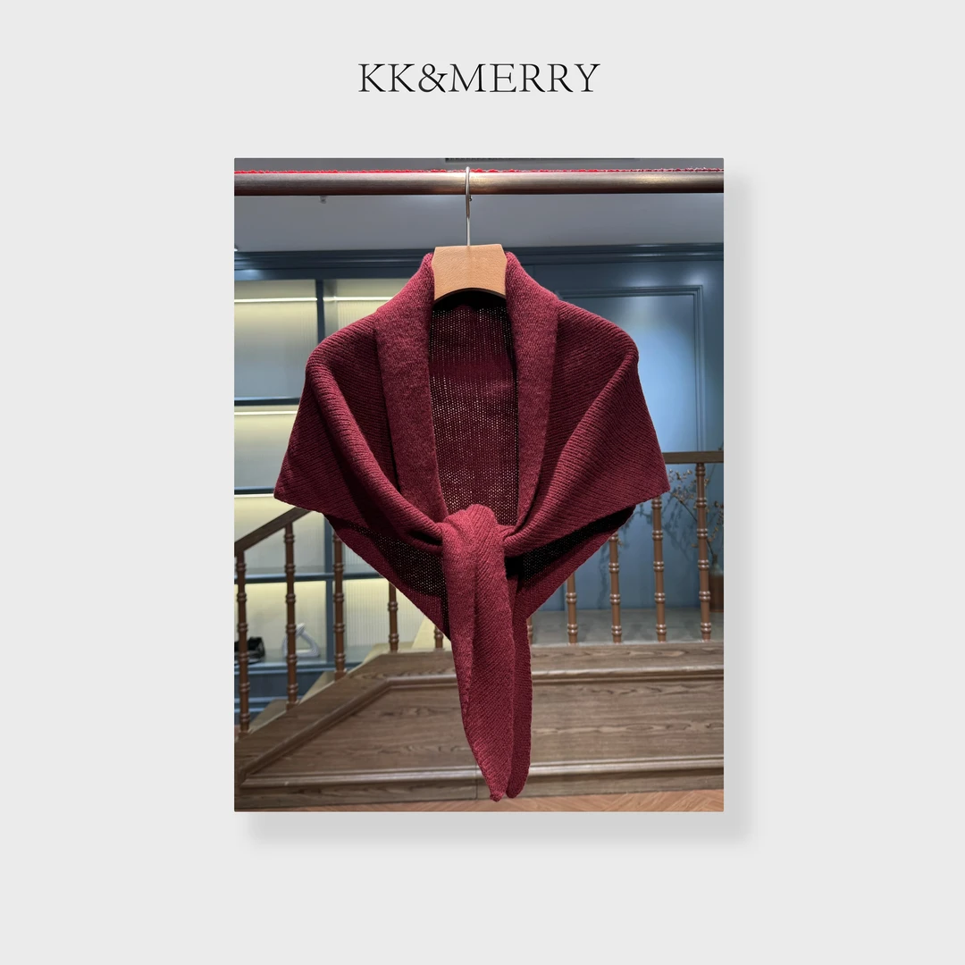 KK&MERRY百搭简约纯色外搭围巾三角丝巾披肩KKNL063