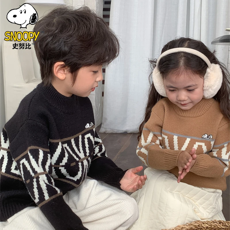 Snoopy/史努比男女童毛衣儿童秋冬款宝宝女孩圆领加厚洋气针织衫