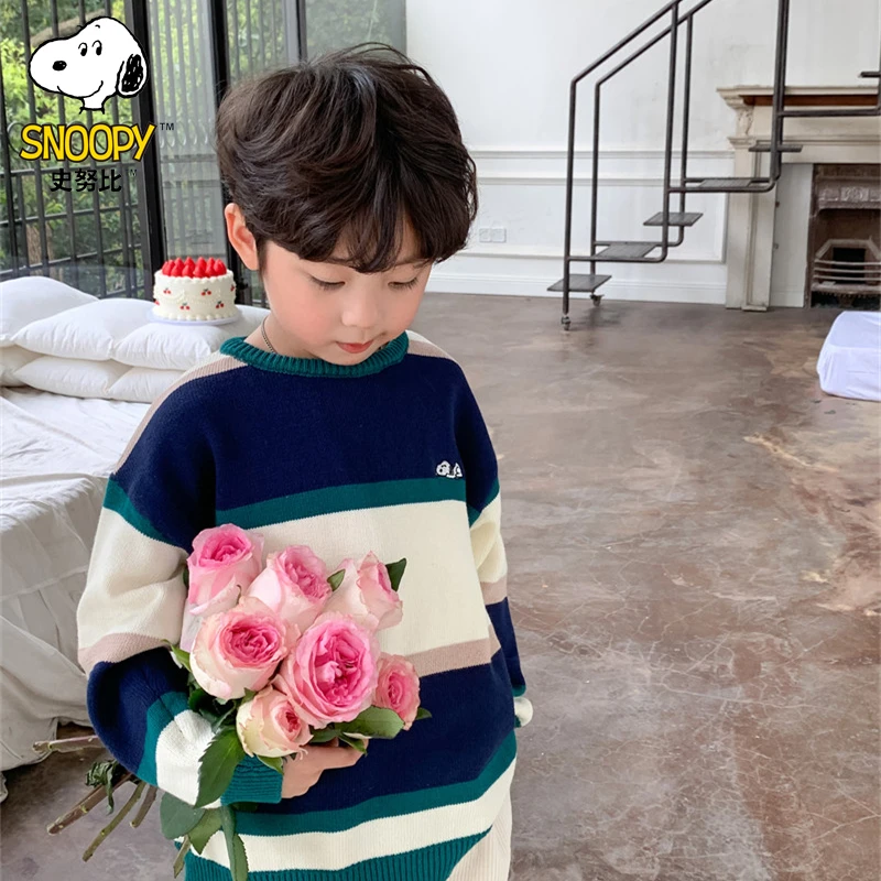 Snoopy/史努比男童纯棉毛衣儿童时髦宝宝毛线衣打底洋气针织衫潮