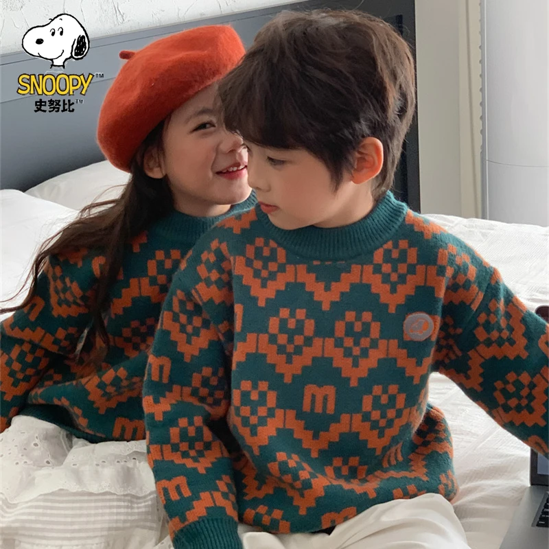 Snoopy/史努比1男女童毛衣儿童女孩宝宝洋气秋冬款加厚保暖针织衫