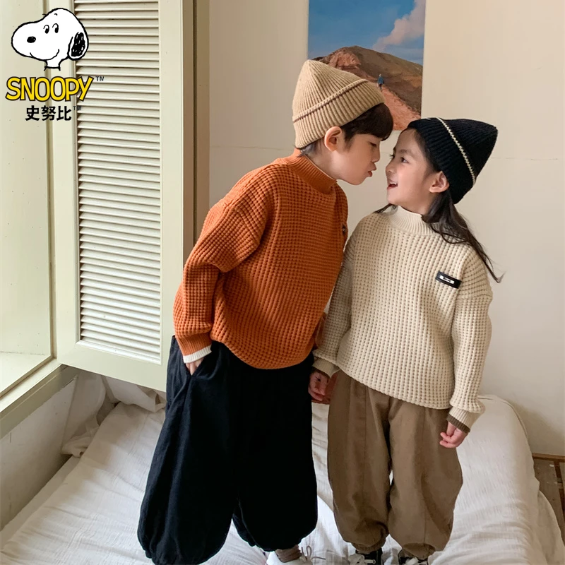 Snoopy/史努比1男女童毛衣儿童小女孩时髦宝宝针织衫秋冬厚毛线衣