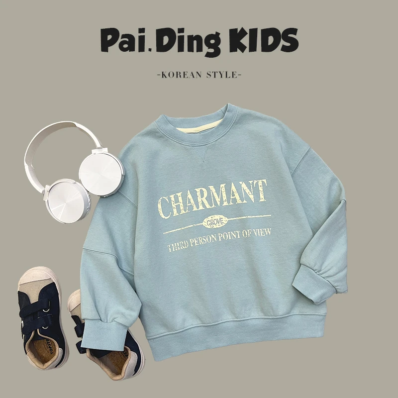 【小向子.现货】春装儿童休闲宽松百搭圆领套头卫衣HAM4069-CK1