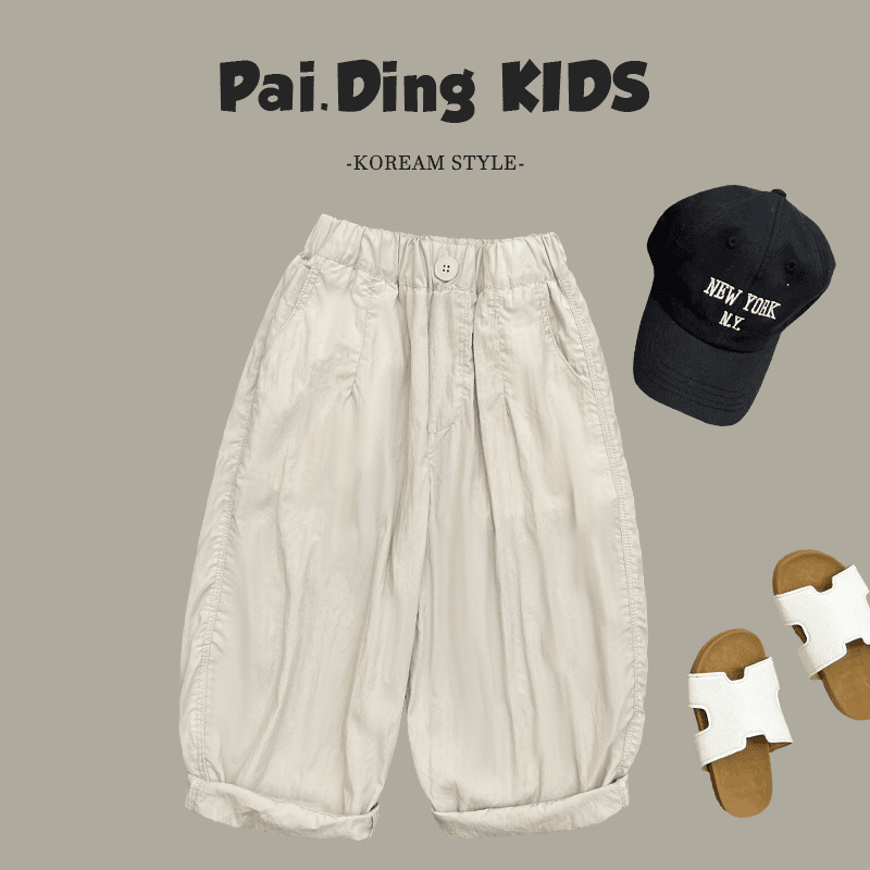 【向子现货】夏装儿童潮流时尚宽松后口袋贴标卡通裤子ZY0202-bk