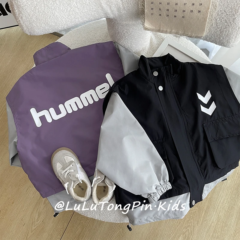 【向子】秋装儿童韩版酷帅拼色假两件个性外套YL0012-LL1