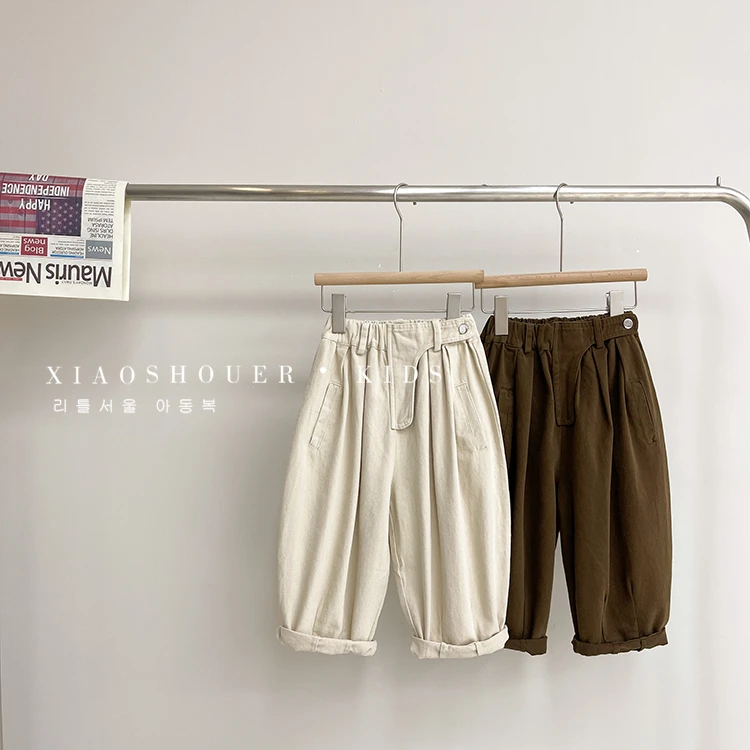 【Umi】春季新款装儿童韩版休闲纯色宽松百搭日常裤子YY9005