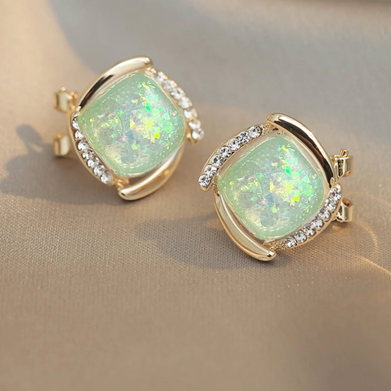 耳饰短款绿色气质耳环轻奢时尚耳钉小众高端精致百搭网红潮款925