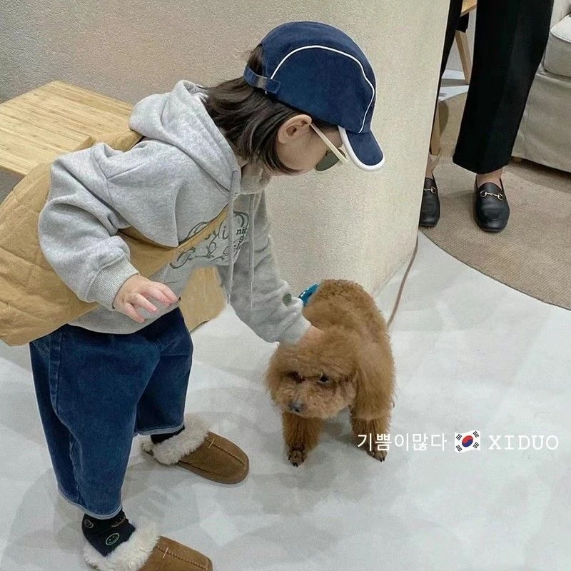 优选韩国童装2022春秋装新款卫衣牛仔裤套装男女童休闲宽松哈伦九