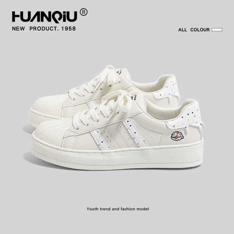 环球春季贝壳小白鞋女款2025低帮秋季新款超火奶油色休闲秋季板鞋