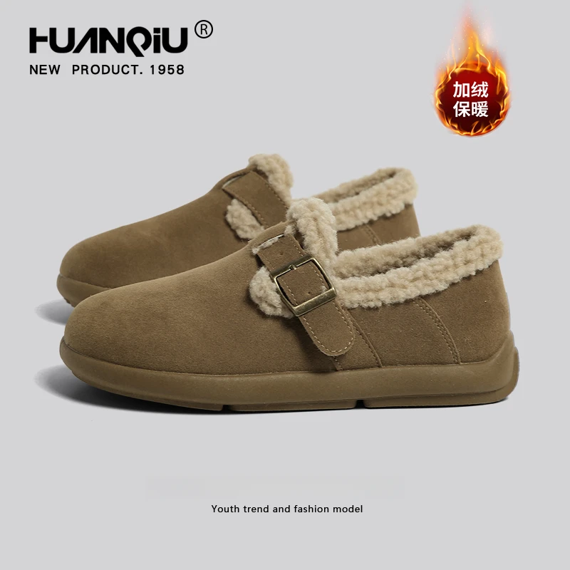 环球百搭勃肯鞋女防滑新款加厚冬季平底棉鞋一脚蹬厚底加绒勃肯鞋