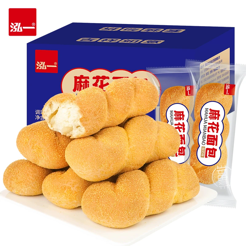 泓一酸奶味夹心麻花面包300g4袋早餐整箱袋装醇香零食休闲食品 Z