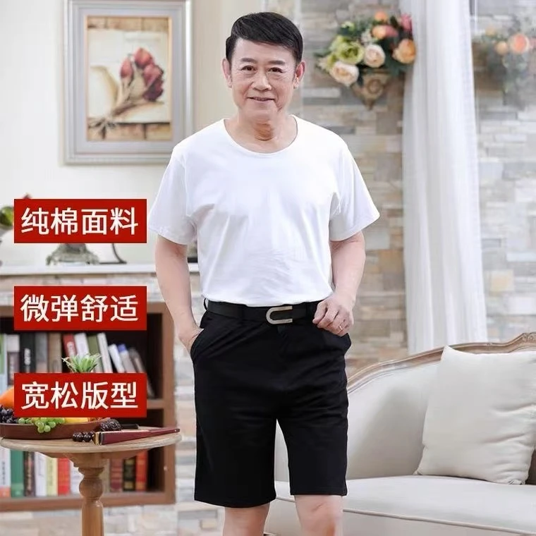 老式老头衫t恤白色灰色宽松大码半袖汗衫老式T爸爸爷爷夏季圆领