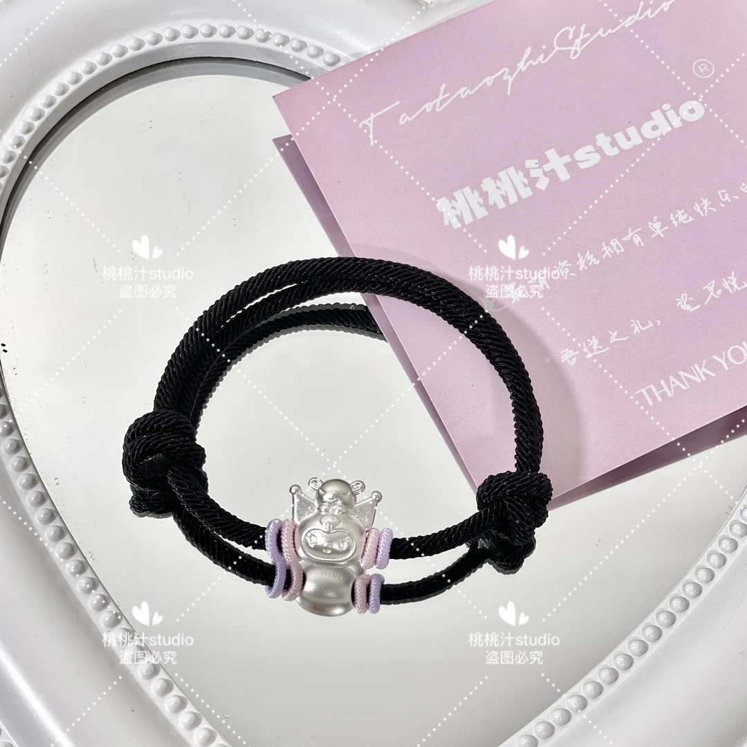 足银布艺手链 (福利)桃桃汁studio足银999巴库库洛m手链14-17可带