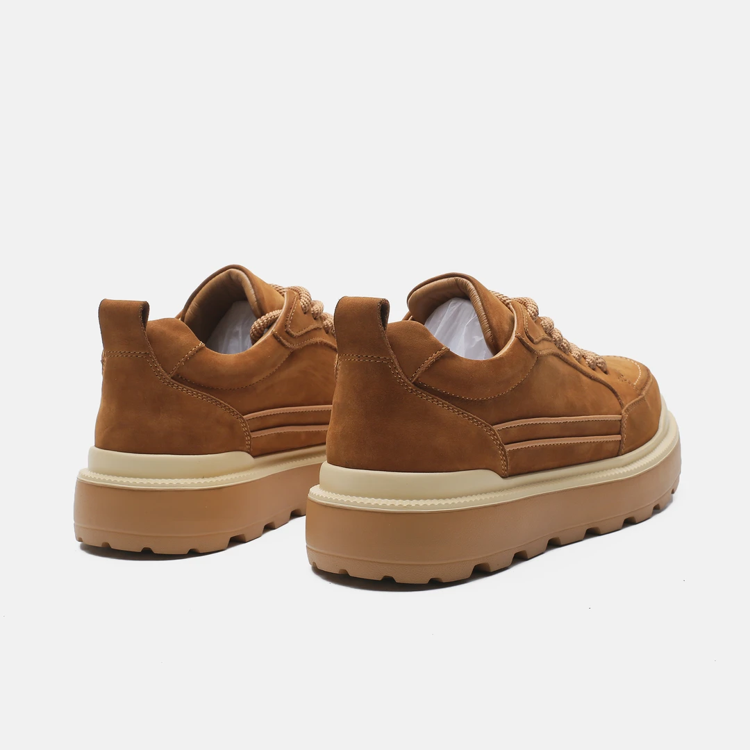 2024新款秋季男鞋厚底复古英伦系带牛皮低帮鞋百搭真皮休闲板鞋潮