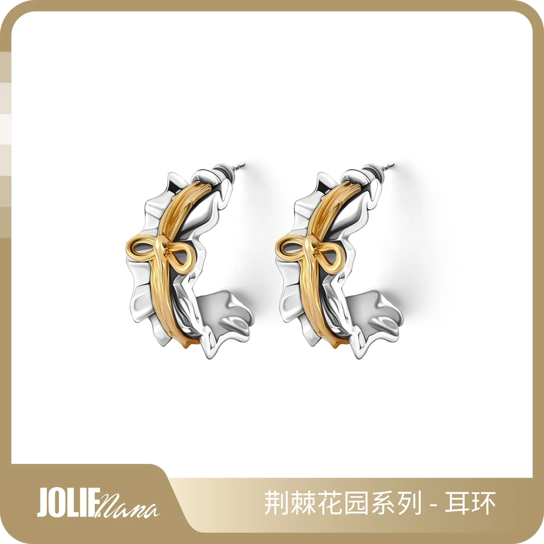 铜合金耳饰 荆棘花园耳环/原创时尚/铜镀18K金/蝴蝶结/JOLIENANA