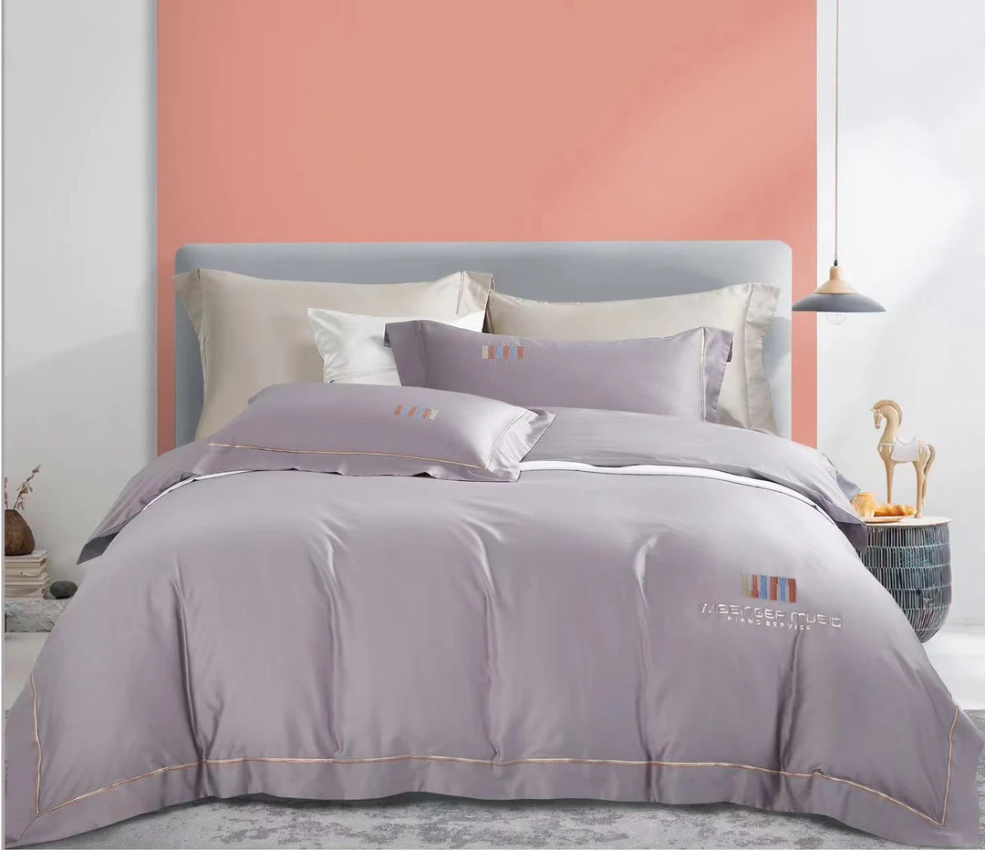 果宝 特价卡地亚长绒棉纯色刺绣四件套