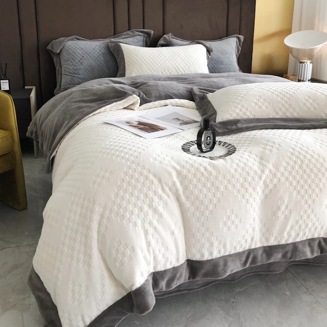 2025加厚牛奶绒四件套双面绒保暖冬天轻奢高端家纺1.2m三件套加绒