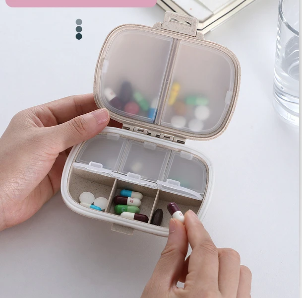 便携式8格防潮药盒药丸收纳盒双层密封药物分装医药盒家用