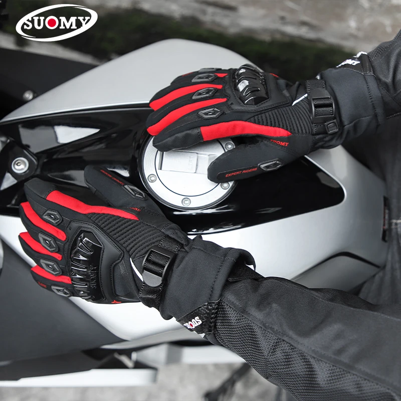 SUOMY摩托车骑行手套男冬季保暖防水加厚防风男女骑机车防摔长款