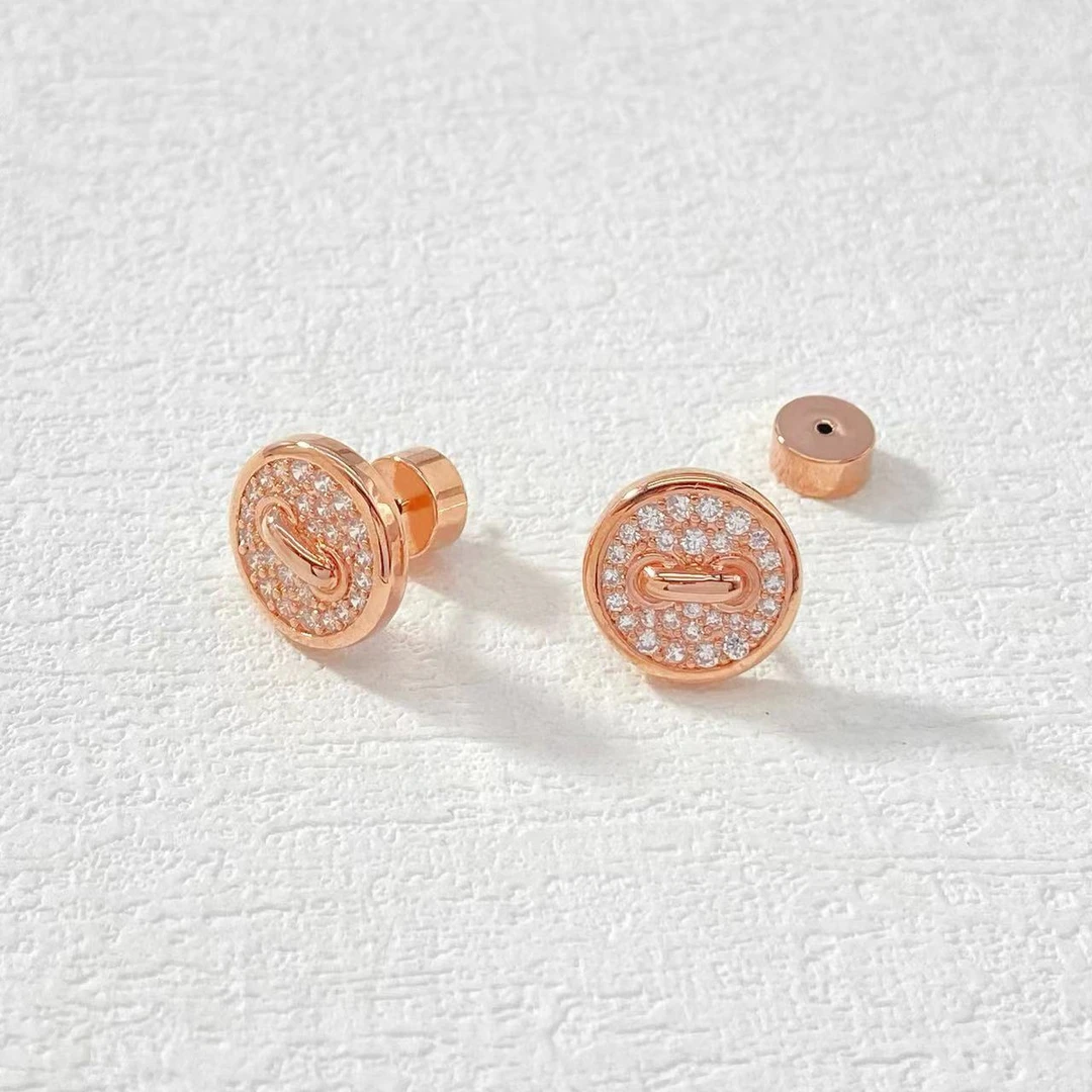 铜合金耳饰 木木（YS200） 满镶纽扣耳钉耳环