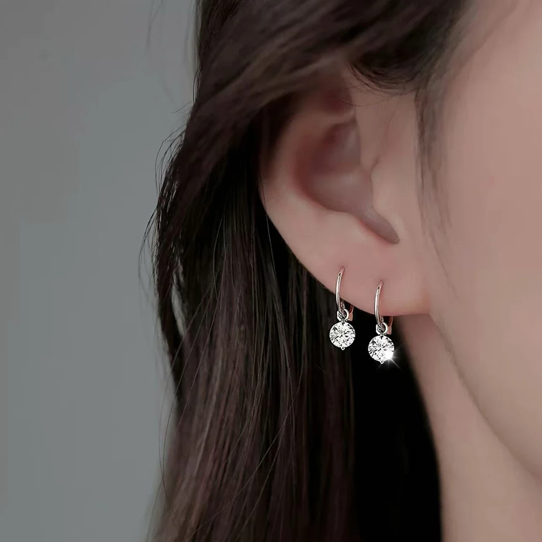 铜合金耳饰 木木（BO229）  爆闪人鱼泪单钻耳圈耳环