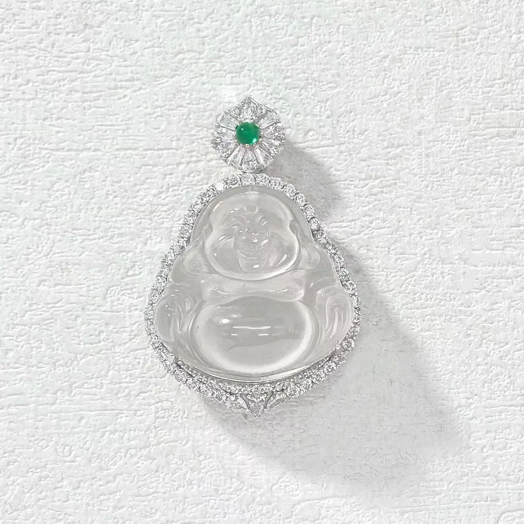 吊坠925银 木木（CJ5680）满镶包边佛公后背镂空可打开单吊坠