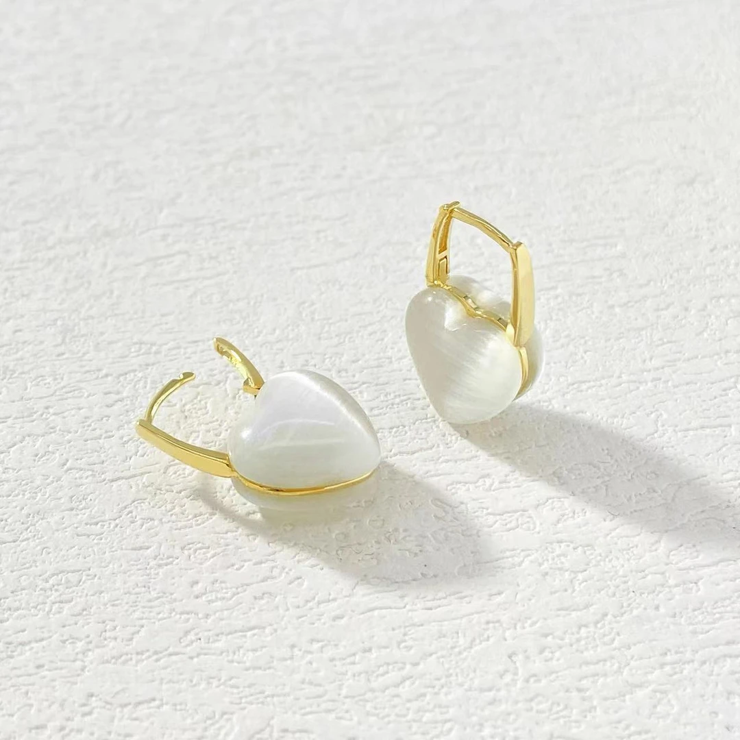 铜合金耳饰 木木（BO311）猫眼桃心耳扣耳环