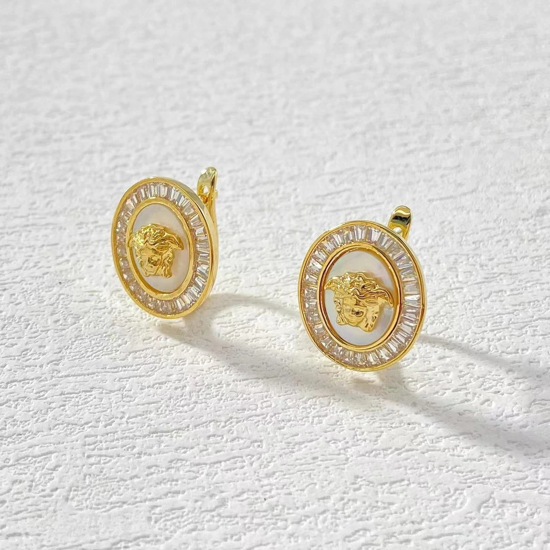 铜合金耳饰 木木（CJ5811） 爆闪白贝美杜莎耳扣耳环