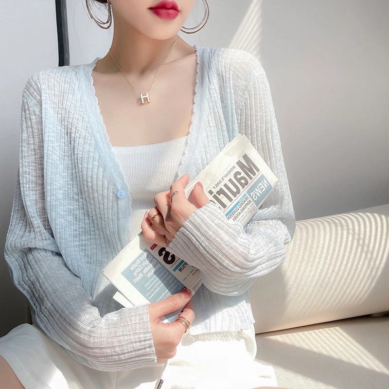 防晒衣吊带裙外搭罩衫夏季针织开衫薄款女披肩冰丝仙气外套