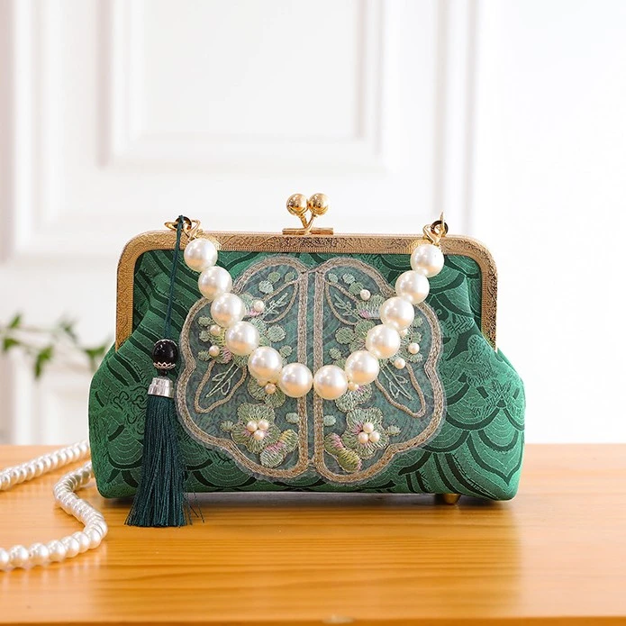 小清新女包手提包单肩包斜挎包女包旗袍包珍珠绣花女包礼服包宴会