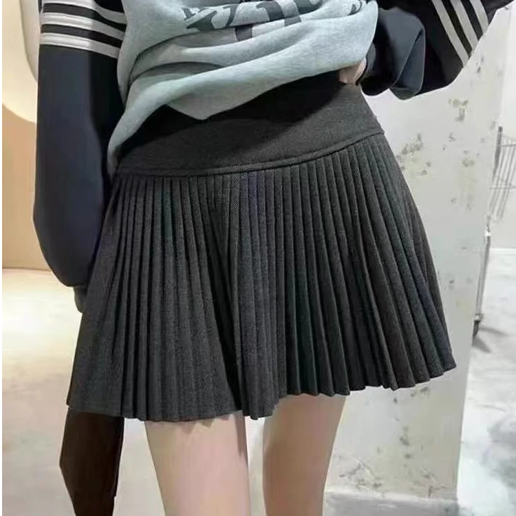 字母显瘦百褶半身裙时尚百搭韩版A字冬季【摩】