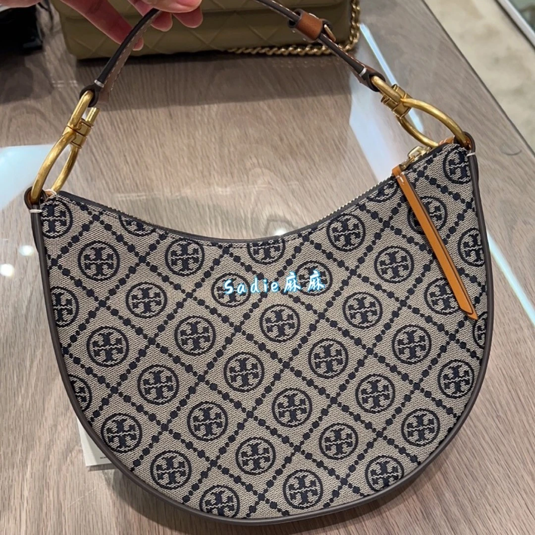 全新未使用 TORY BURCH/汤丽柏琦  Sadie麻麻 TB MONOGEAM 新月包