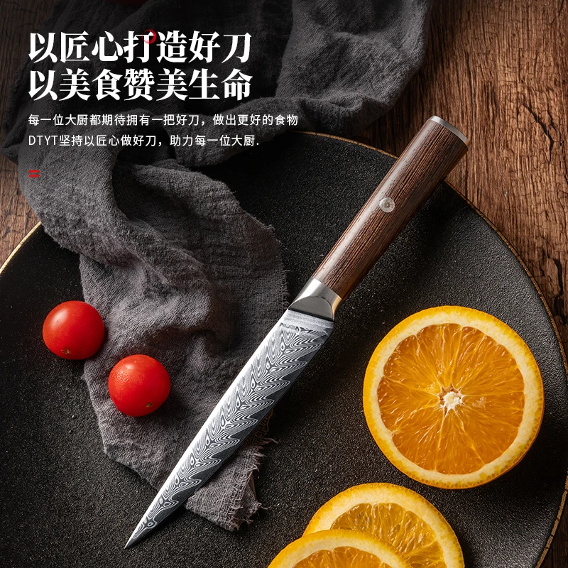 Swityf臻品系列大马士革67层万用刀水果刀实木柄10cr15mov钢芯刀