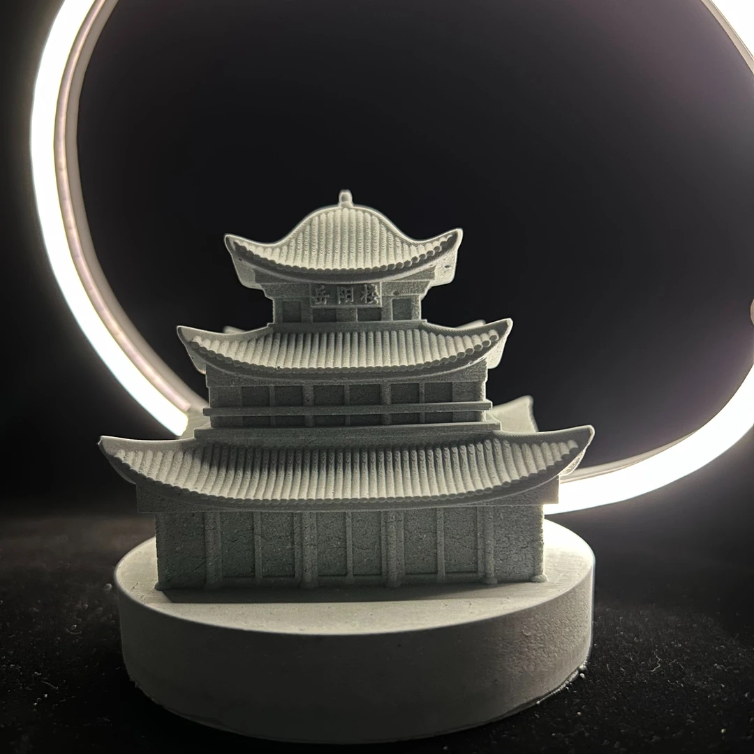 青砂石摆件岳阳楼中式古风建筑国风古典复古怀旧礼物创意装饰品