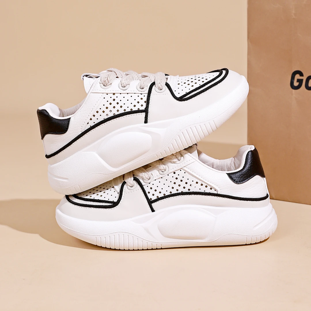 2024夏季新款小白鞋透气洞洞鞋休闲板鞋子百搭板鞋女鞋7630