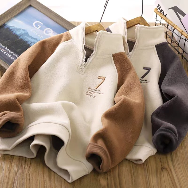 2024新款7字双面绒时髦polo立领加绒卫衣 2111