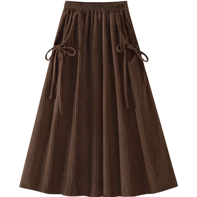 丝柏舍2025春装新款女装设计感半身裙蝴蝶结绑带A字裙S33B4097B