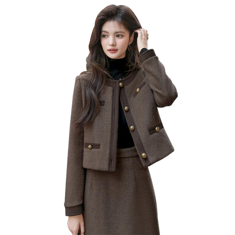 【雅丹】丝柏舍冬装女装90绒外套搭半身裙羽绒通勤套装S43R4774N