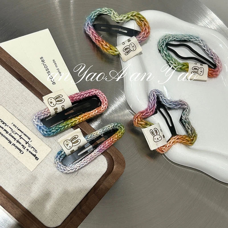 秋冬炫彩毛线发夹五只装