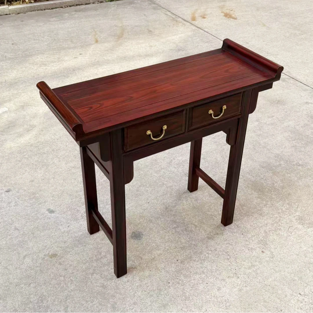 中式实木条案供桌供台双抽 1米