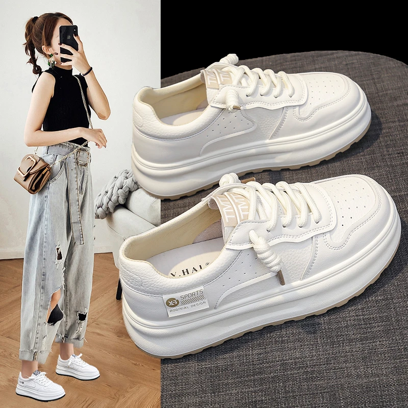小白鞋女厚底休闲舒适秋季新款小白鞋低帮单鞋透气韩版