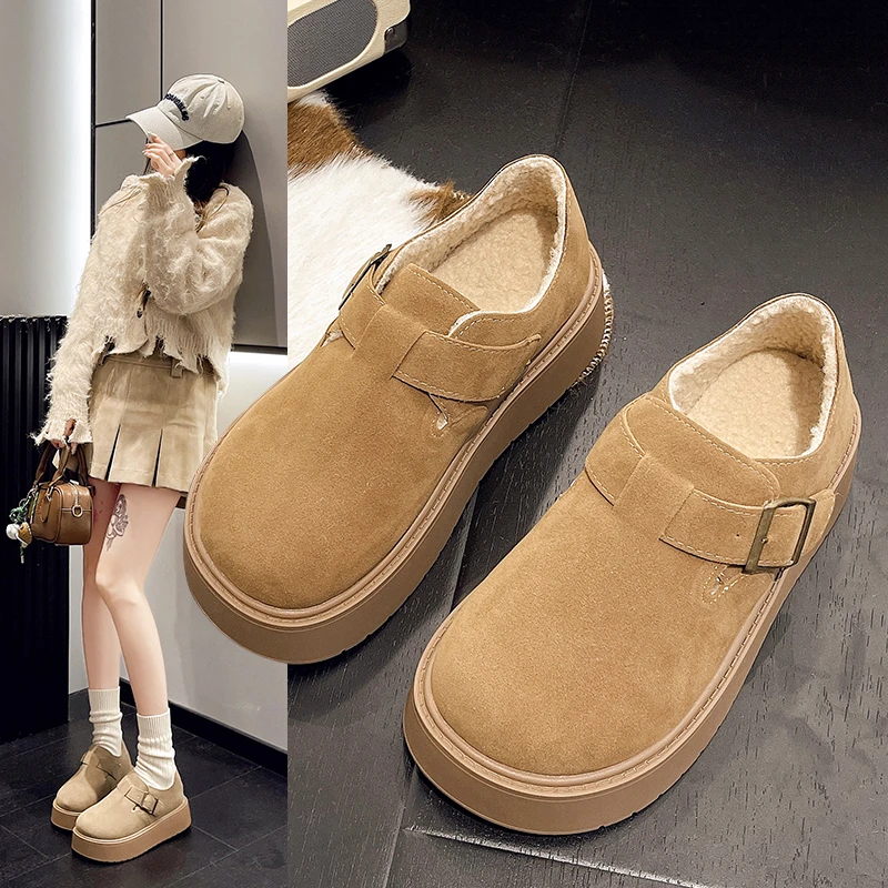 2024新款加绒保暖勃肯鞋厚底增高百搭休闲鞋子女