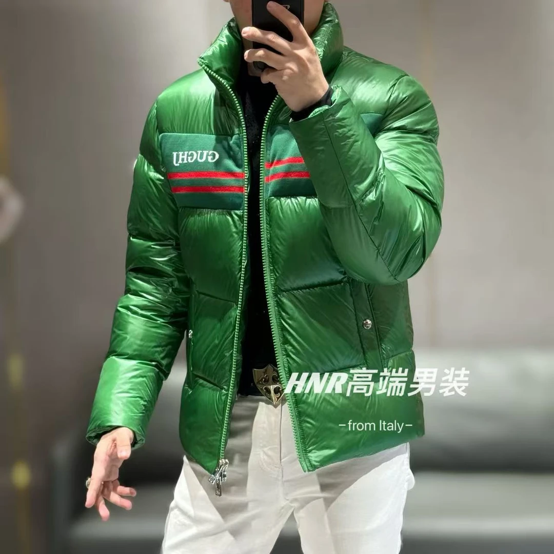 高级感前胸字母双条纹图案简约时尚保暖休闲百搭羽绒服88069