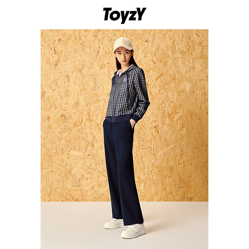 ToyzY新款经典复古千鸟格提花宽松舒适连帽外套7C54110550