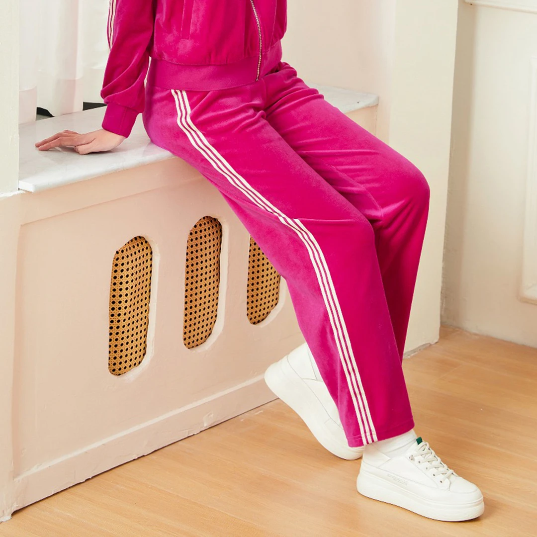 十二篮专选款时尚宽松棉感天鹅绒多巴胺直筒休闲裤7C64520080