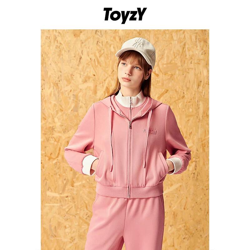 ToyzY粉色假两件空气层运动休闲外套7C54110630